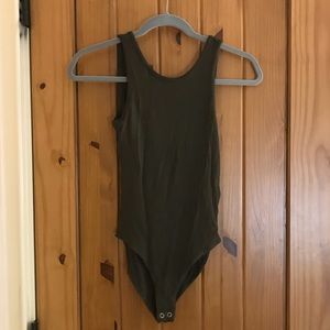 high neck, backless body suit